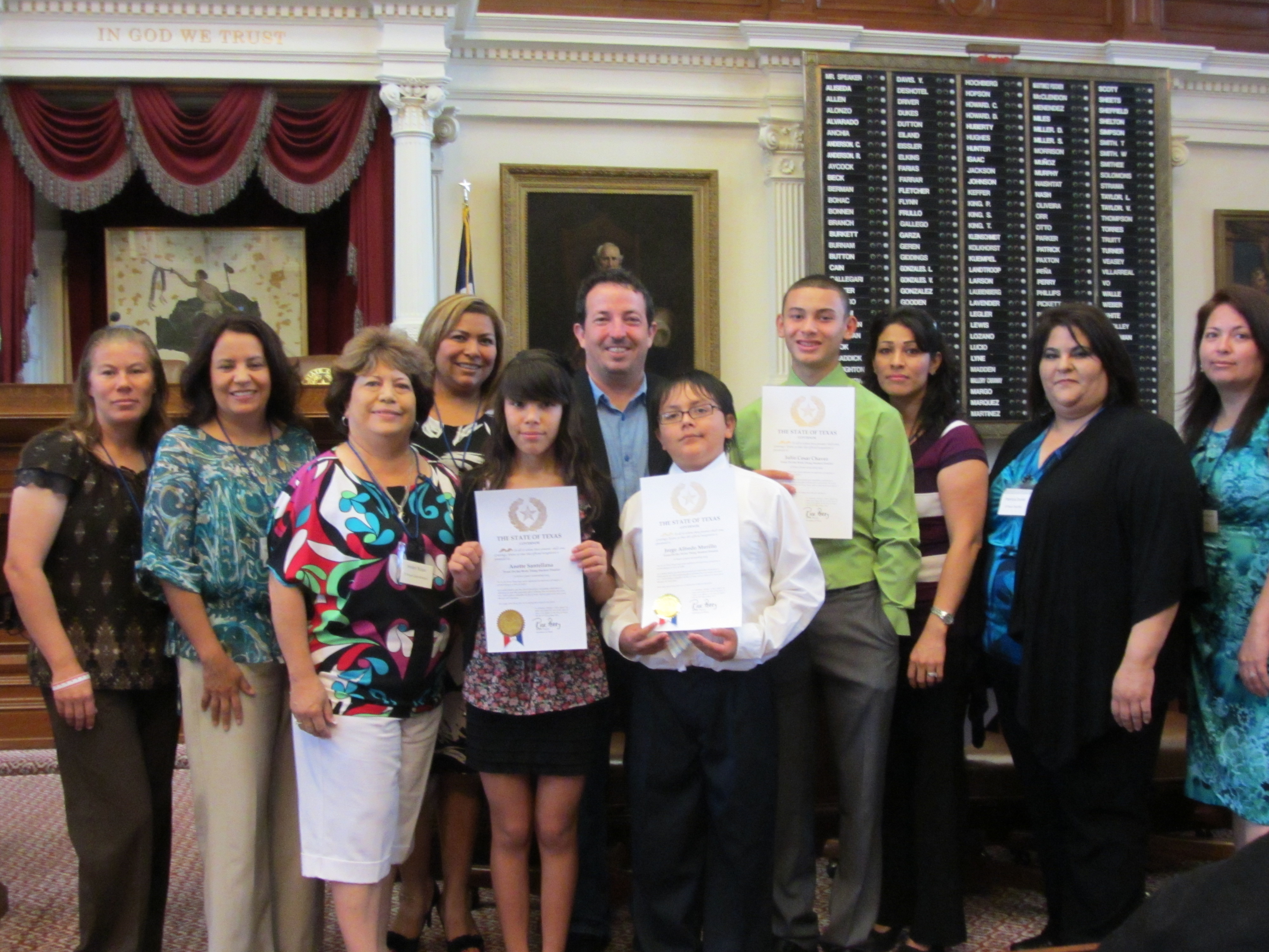 "Do the Write Thing" Receiving and award at the Texas State Capital